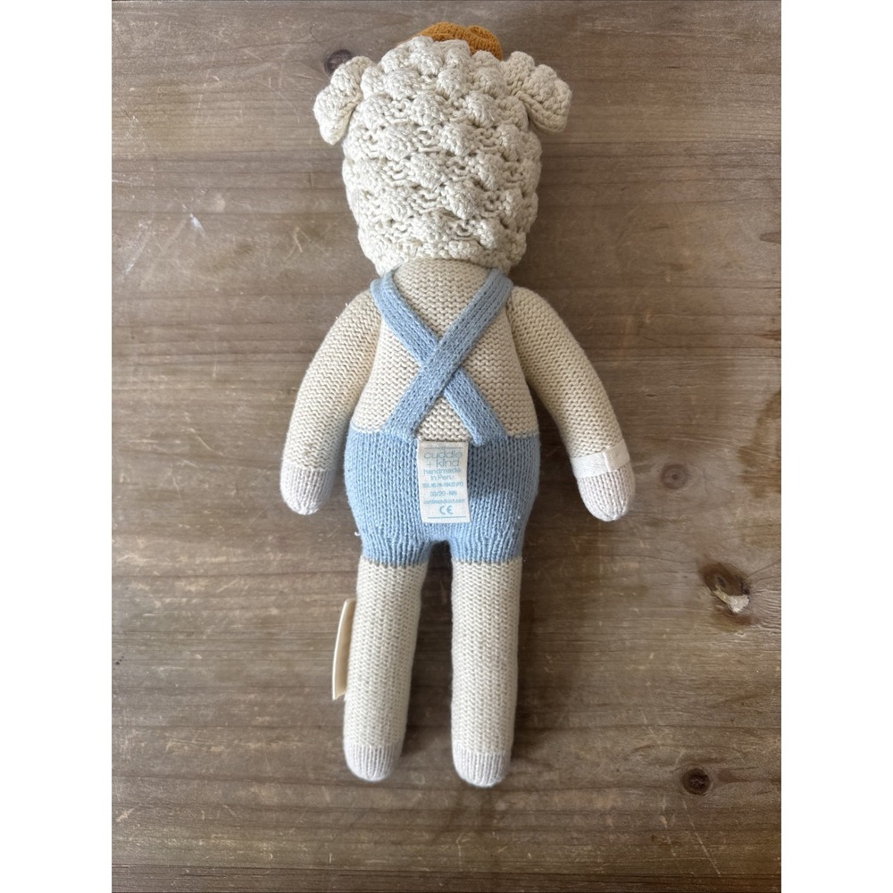 CUDDLE + KIND SEBASTIAN THE LAMB / SHEEP HANDMADE STUFFED PLUSH TOY KNIT 14" - Picture 5 of 5
